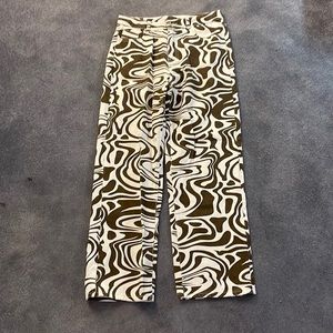 Shein brown and white patterned jeans